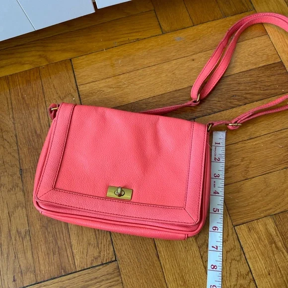 J. CREW HANDBAG TILLARY PURSE NEON CORAL LEATHER CROSSBODY - CLUTCH - Picture 8 of 10